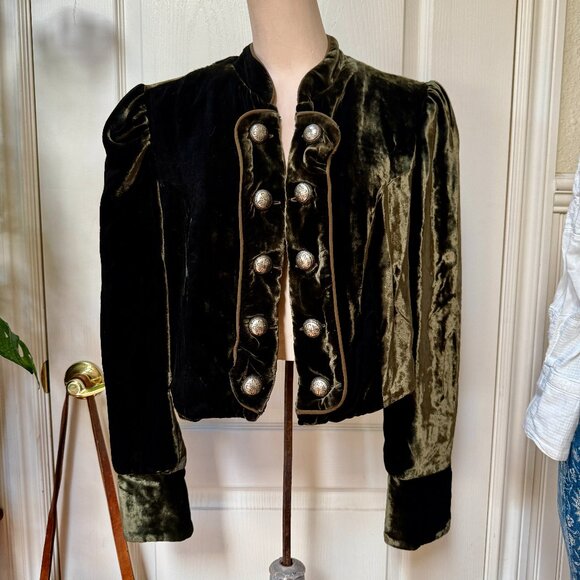 Vintage Double D Ranch Green Silk Velvet Jacket M - Picture 1 of 9